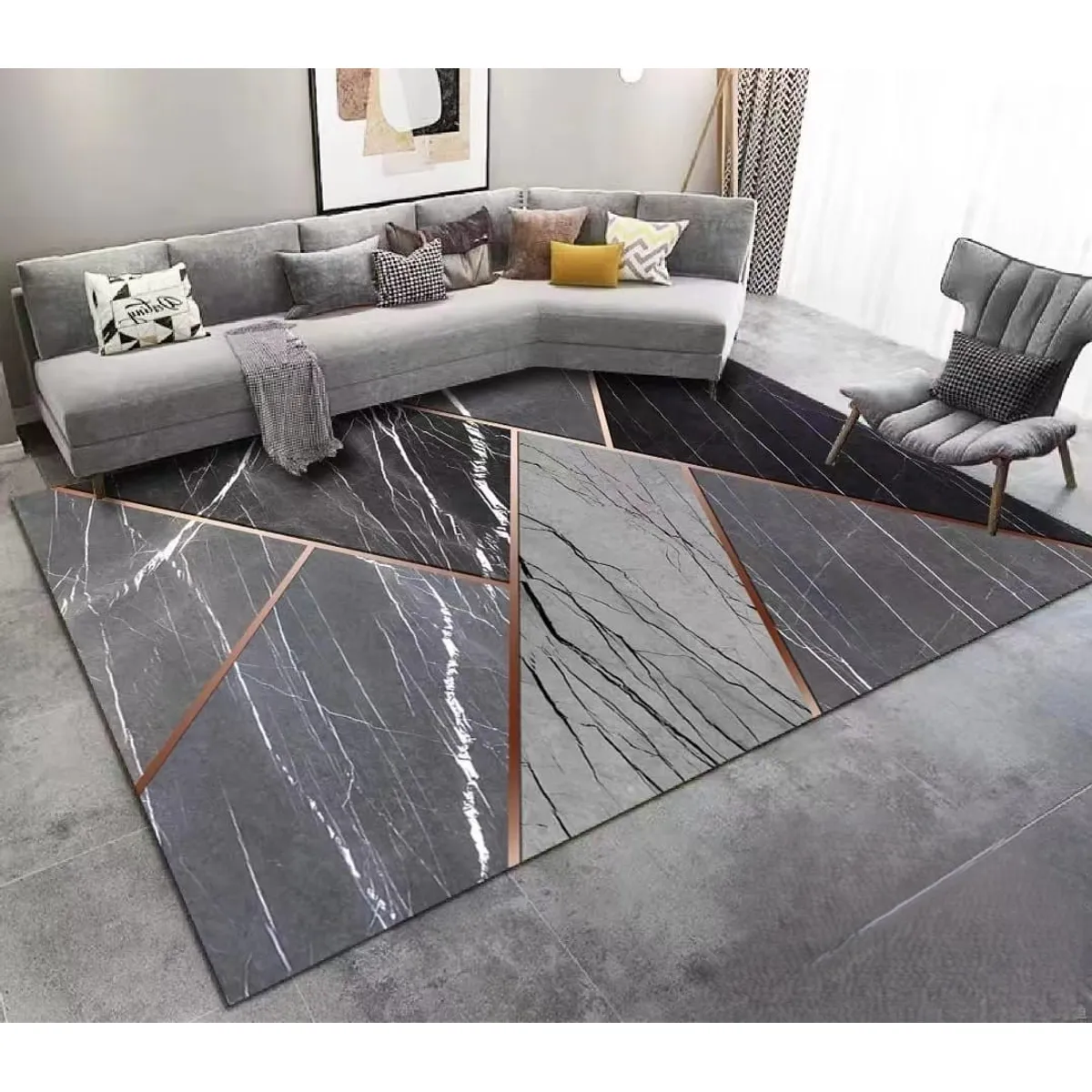 GENERICO - ALFOMBRA PARA LIVING ANTIDESLIZANTE CON DISEÑOS TRIDIMENCIONALES