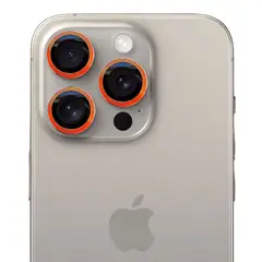 GENERICO - Protector de cámara modelo Metalizado para iPhone 15-15plus Naranja
