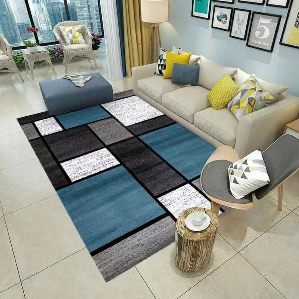 GENERICO - ALFOMBRA PARA LIVING ANTIDESLIZANTE CON DISEÑOS TRIDIMENCIONALES