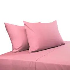 IMPORTCLICK - Juego Sábanas Algodón Poliéster 200 Hilos + 2 Fundas 2 PL Rosado