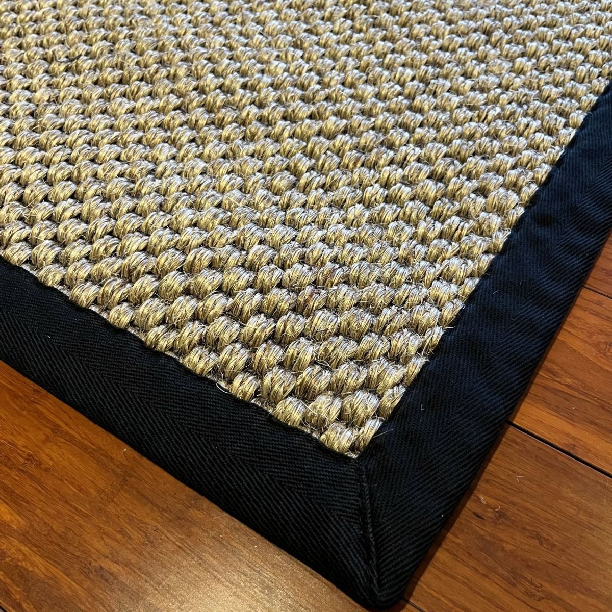 GENERICO - Alfombra Sisal Natural Borde Tela Negro 200x300 cm GA880