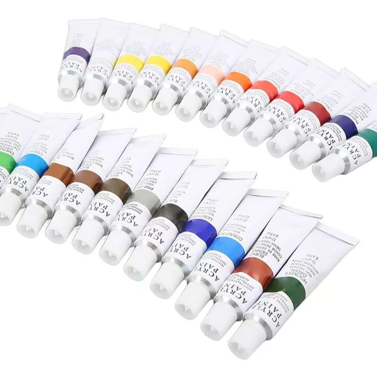 IMPORTCLICK - Set 24 Pinturas Acrílicas Colores Tubos 12 ML 3 Pinceles IMPORTCLICK