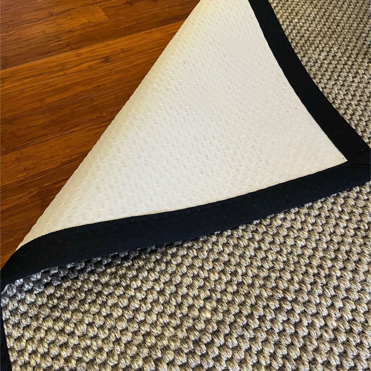 GENERICO - Alfombra Sisal Natural Borde Tela Negro 170x240 cm GA880