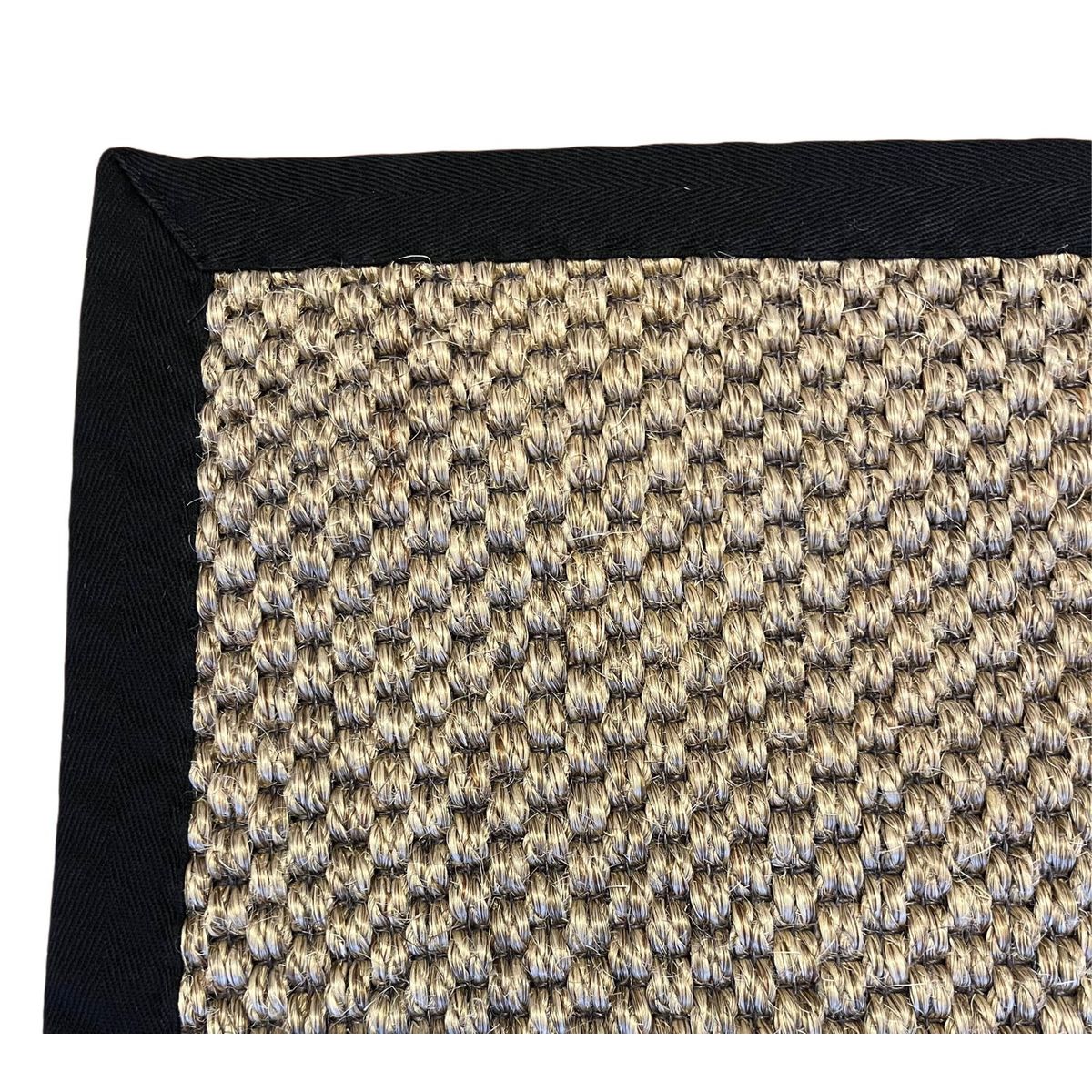 GENERICO - Alfombra Sisal Natural Borde Tela Negro 170x240 cm GA880