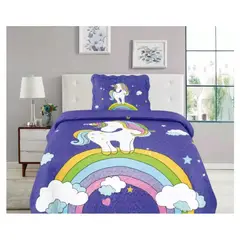 COMPRAPO - Cubrecama Quilt Infantil Liviano 1.5 Pza. Mod. Arcoiris Fantasía