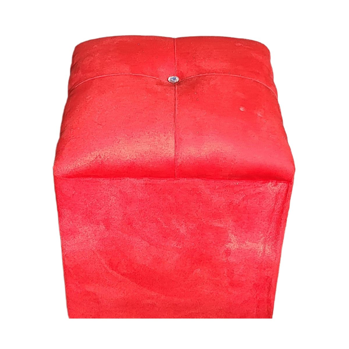 GENERICO - Pouf Rojo Botón Diamante 35x35x42 Muebles Rimar
