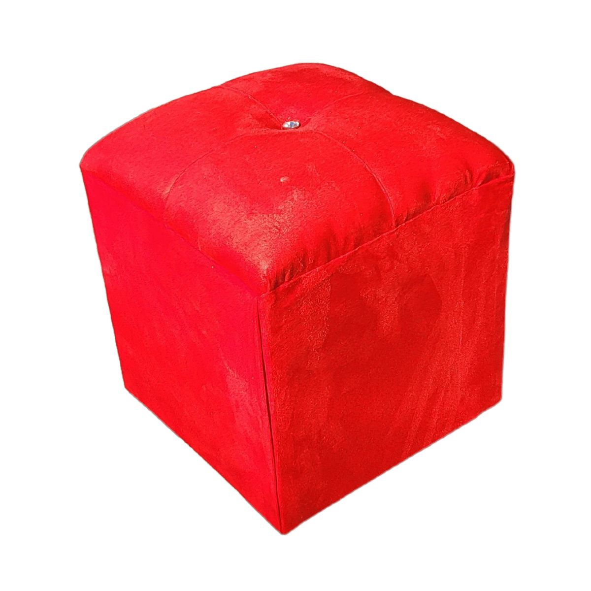 GENERICO - Pouf Rojo Botón Diamante 35x35x42 Muebles Rimar