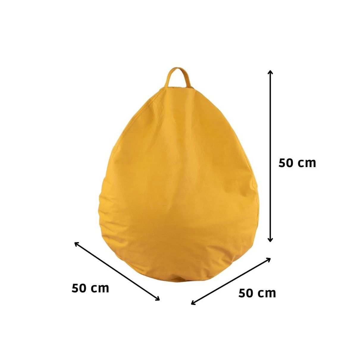 GENERICO - Funda Pouf Pera Amarilla Eco Cuero sin relleno50x50x50 cm Máxima Design