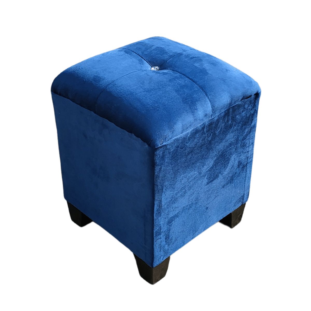 GENERICO - Pouf Azul Marino Botón Diamante 35x35x42 Muebles Rimar
