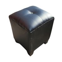 Pouf Negro Botón Diamante 35x35x42 Muebles Rimar