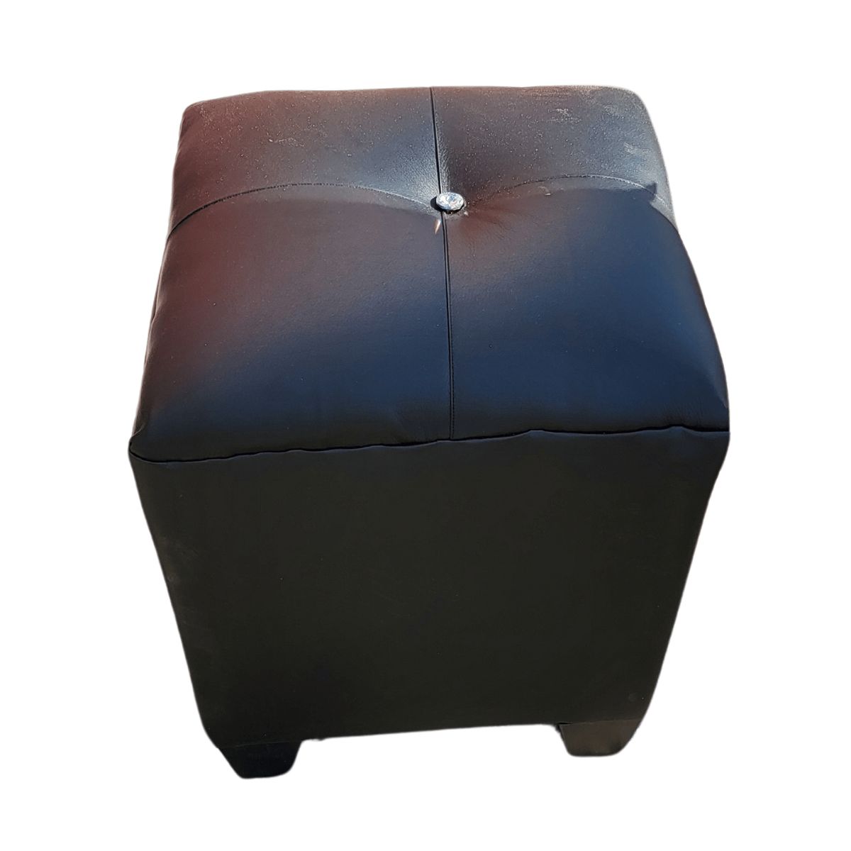 GENERICO - Pouf Negro Botón Diamante 35x35x42 Muebles Rimar
