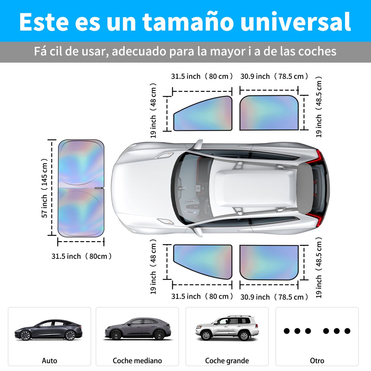 KOKILA - Parasol Magnético 5 en 1 para Auto Refleja Rayos UV