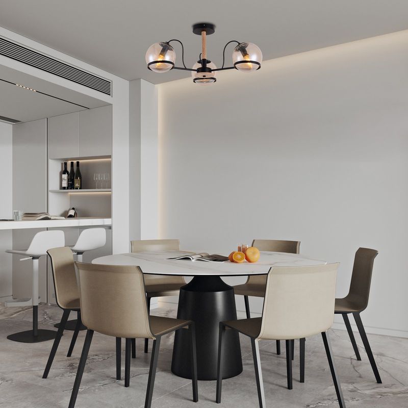 LAMPARASHOME - Lámpara De Techo Colgante Iluminación Moderna 3 Luz E27 Negro Y ámbar