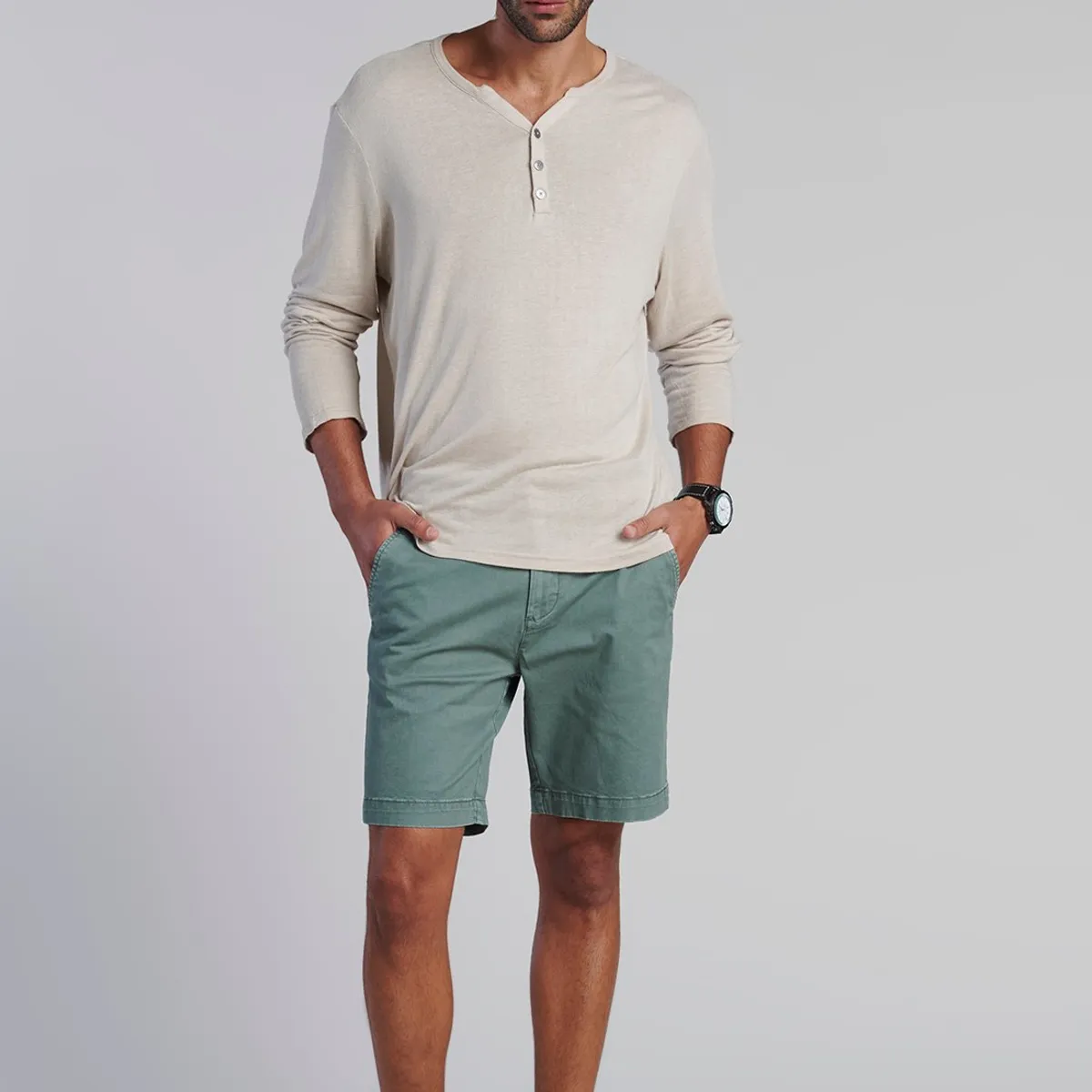 FEROUCH - Polera Ml Henley New Jersey Beige Ferouch