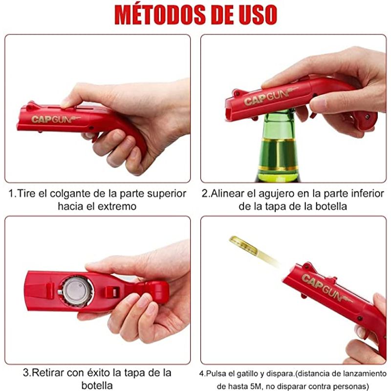 GENERICO - Destapador Cerveza Y Lanzador Tapas Tipo Pistola3 Piezas
