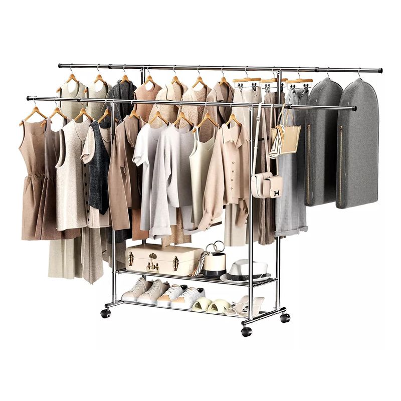 ARTDIY - Perchero Exhibidor Con Ruedas De 2 Niveles Tendedero Ropa 230x127x50cm
