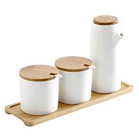 Set Condimenteros De Porcelana Blanca 3 Pzs
