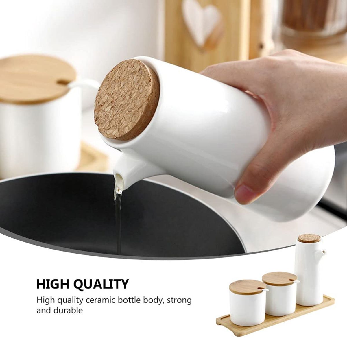 YOMYM - Set Condimenteros De Porcelana Blanca 3 Pzs