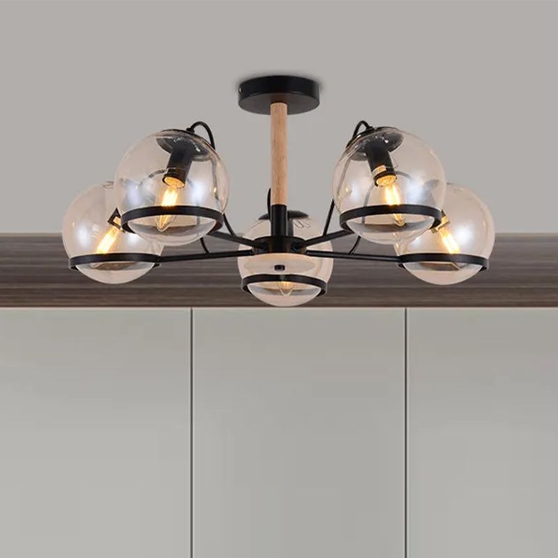 LAMPARASHOME - Lámpara de Techo Moderna Estilo Vintage 65×65×26 cm E27 Negro y Ámbar