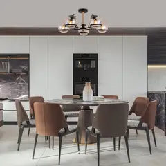 LAMPARASHOME - Lámpara De Techo Colgante Iluminación Moderna 5 Luz E27 Negro Y ámbar