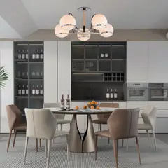 LAMPARASHOME - Lámpara De Techo Colgante Iluminación Moderna 5 Luz E27 Cromo Y Crema