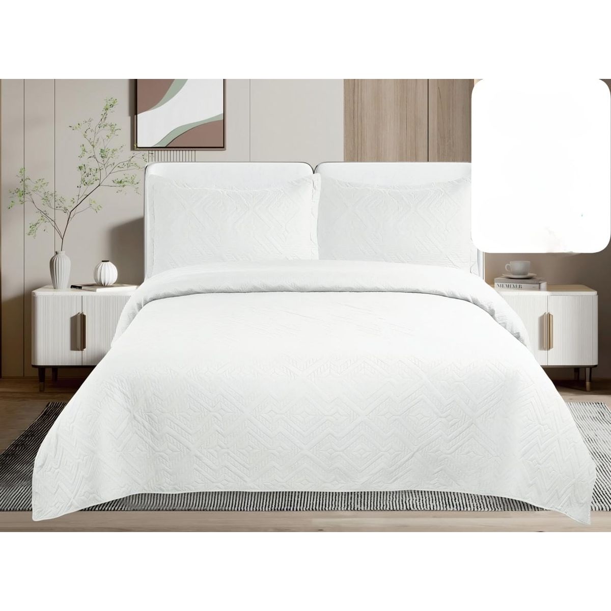 GENERICO - Quilt de Verano 2 plazas. Color Blanco CS015