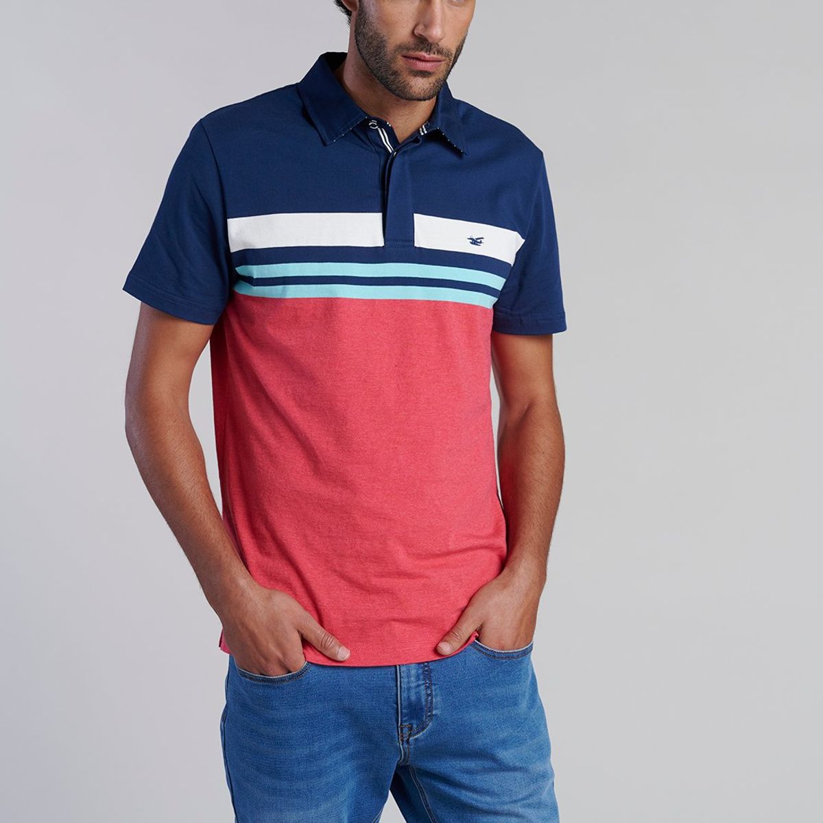 FEROUCH - Polera Polo Rayas Chicago Rojo Ferouch