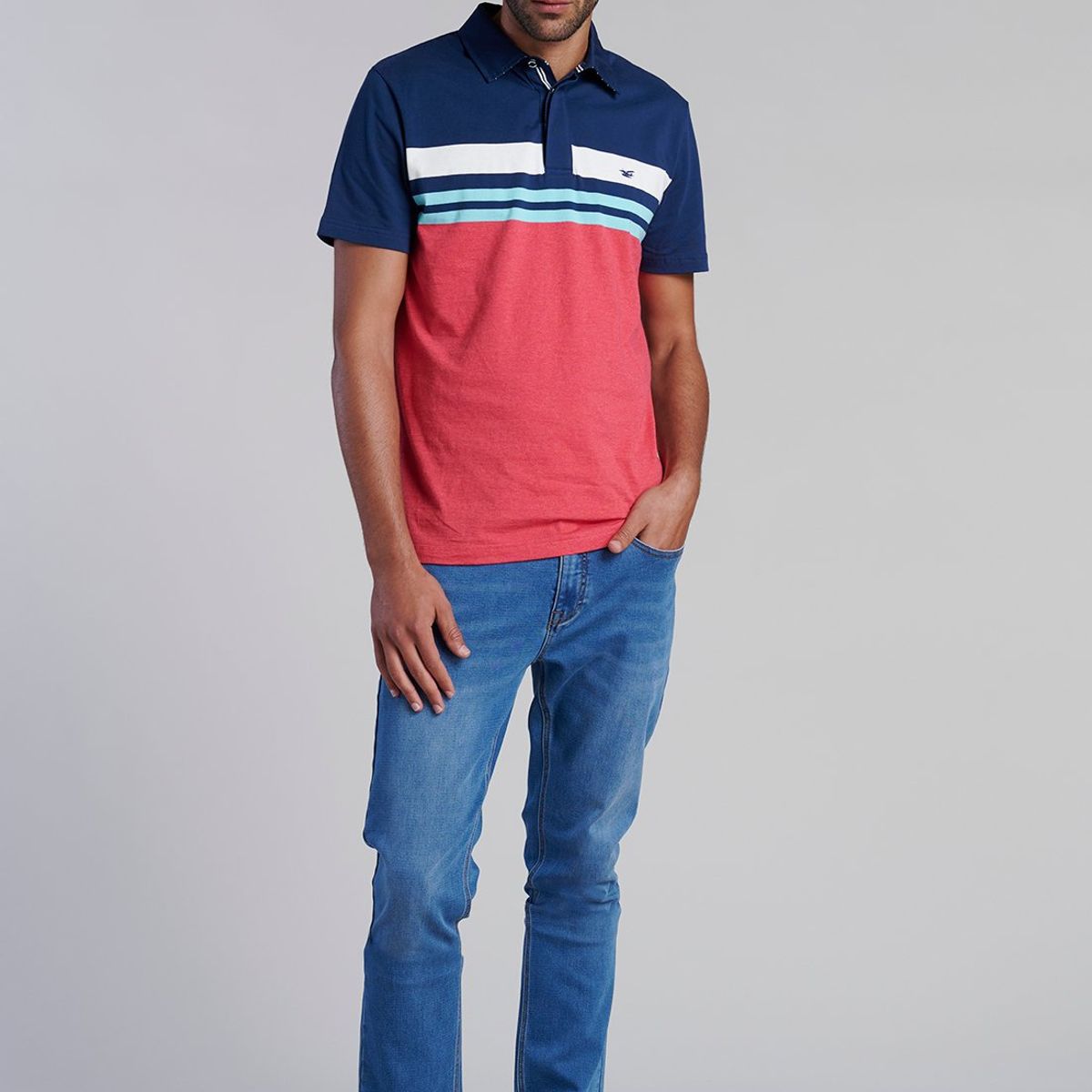 FEROUCH - Polera Polo Rayas Chicago Rojo Ferouch