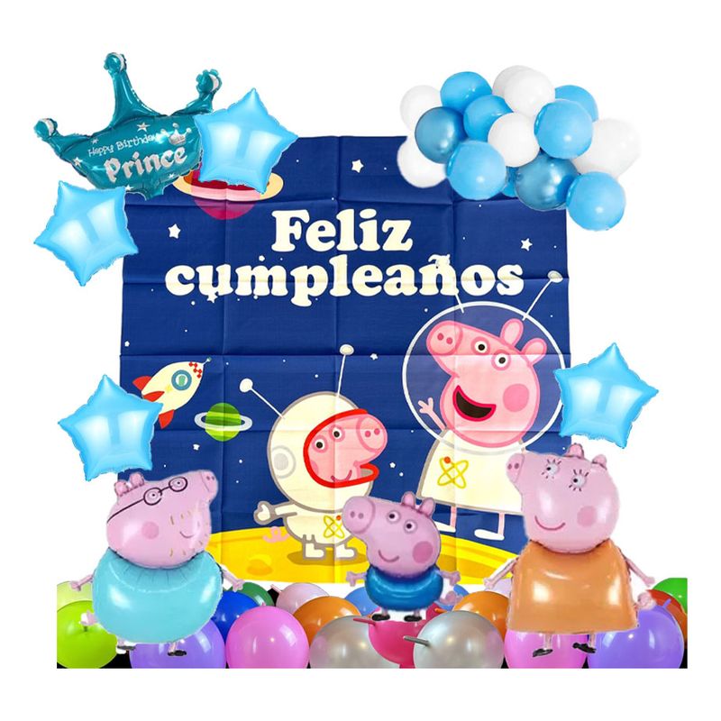 GENERICO - Set Cumpleaños Peppa Pig Cumpleaños Peppa Pig Globos 57pcs