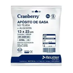 CRANBERRY - Apósito Gasa Algodon Estéril 13x23 no Tejida Pack X 10uni