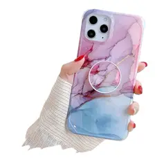 GENERICO - Funda Acrílico Mármol Con Popsocket Para iPhone 12-ROSA