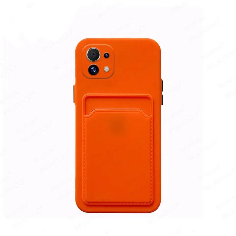 GENERICO - Funda Porta Tarjeta Silicona Para iPhone 12-NARANJA