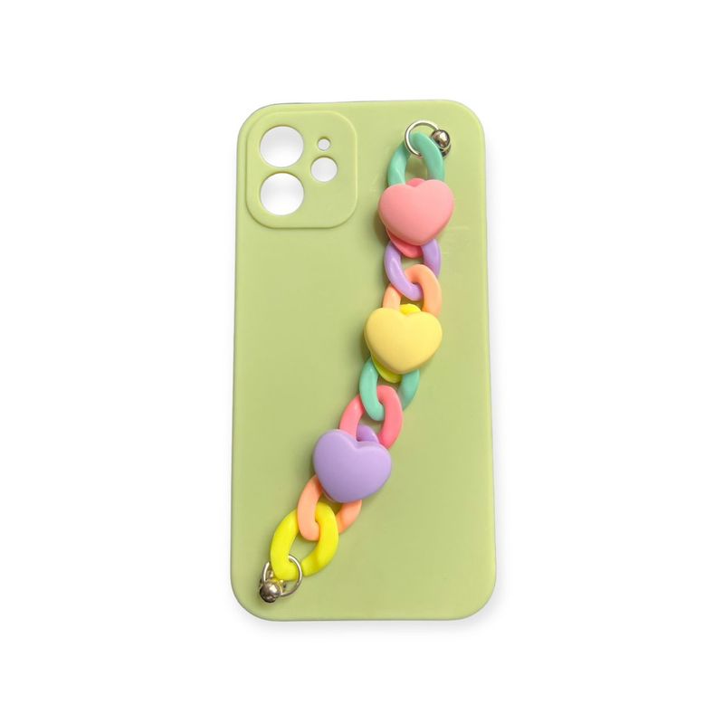 GENERICO - Funda De Silicona Con Cadena Para iPhone 12-VERDE
