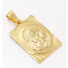 GENERICO - Colgante Rostro Placa Diamantada Oro Laminado 18k