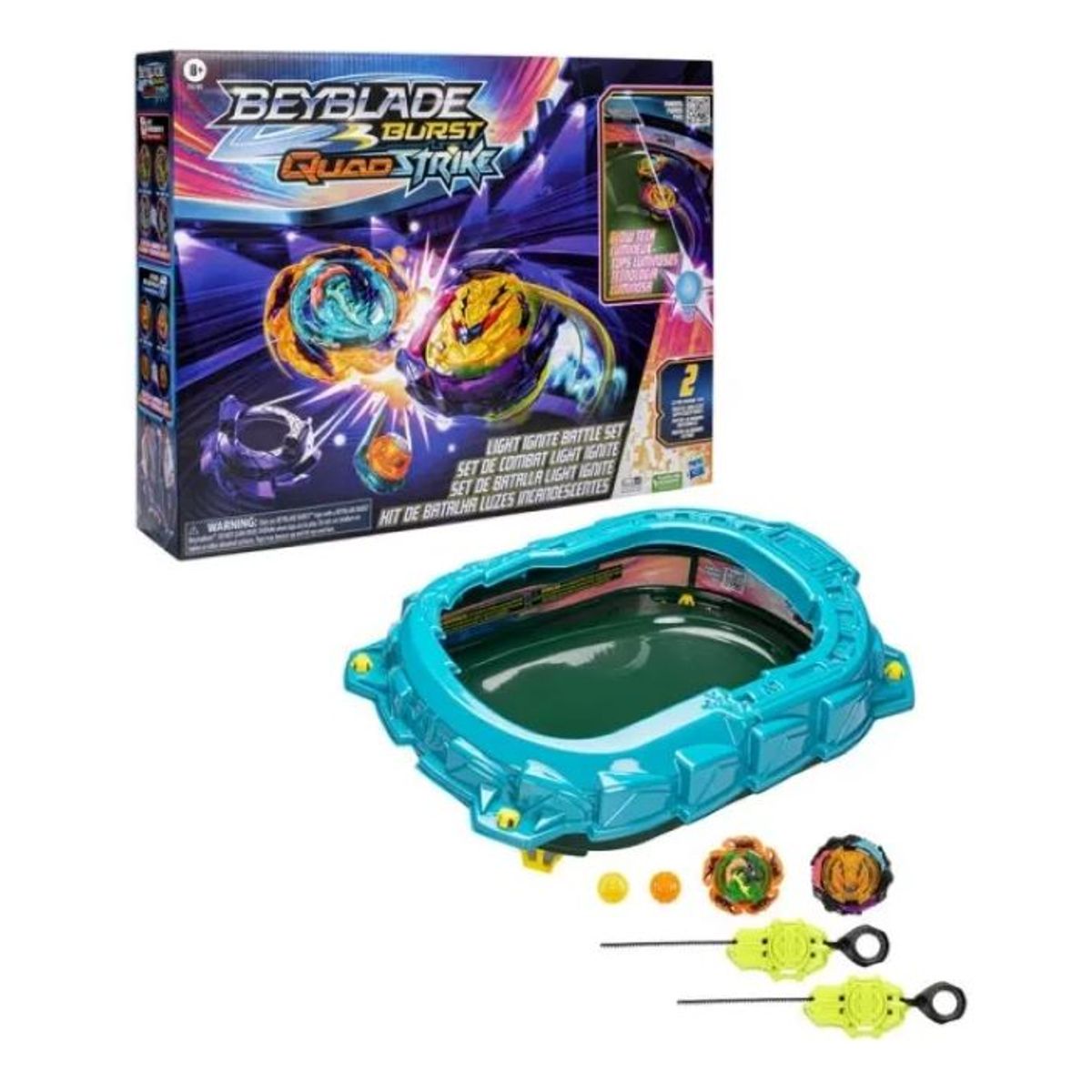 HASBRO - Estadio Beyblade Burst Quadstrike Batalla Light Ignite