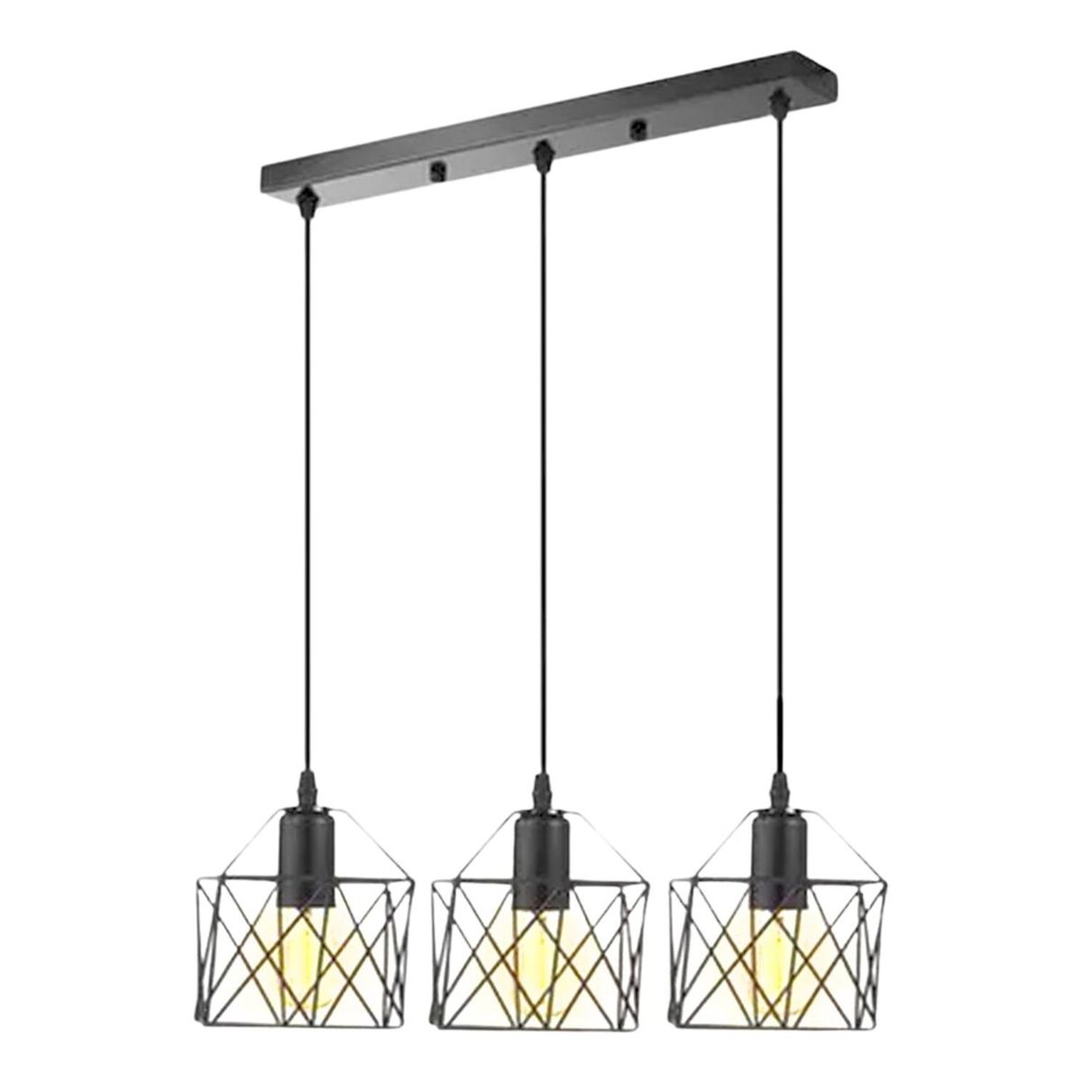 IMPORTCLICK - Lámpara 3 En 1 Colgante Industrial E26 E27 40 Cm Negro