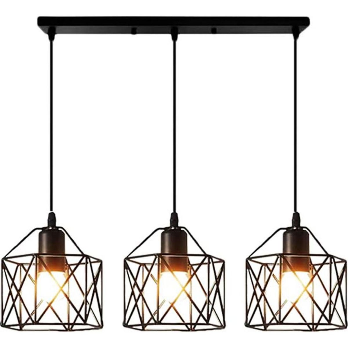 IMPORTCLICK - Lámpara 3 En 1 Colgante Industrial E26 E27 40 Cm Negro