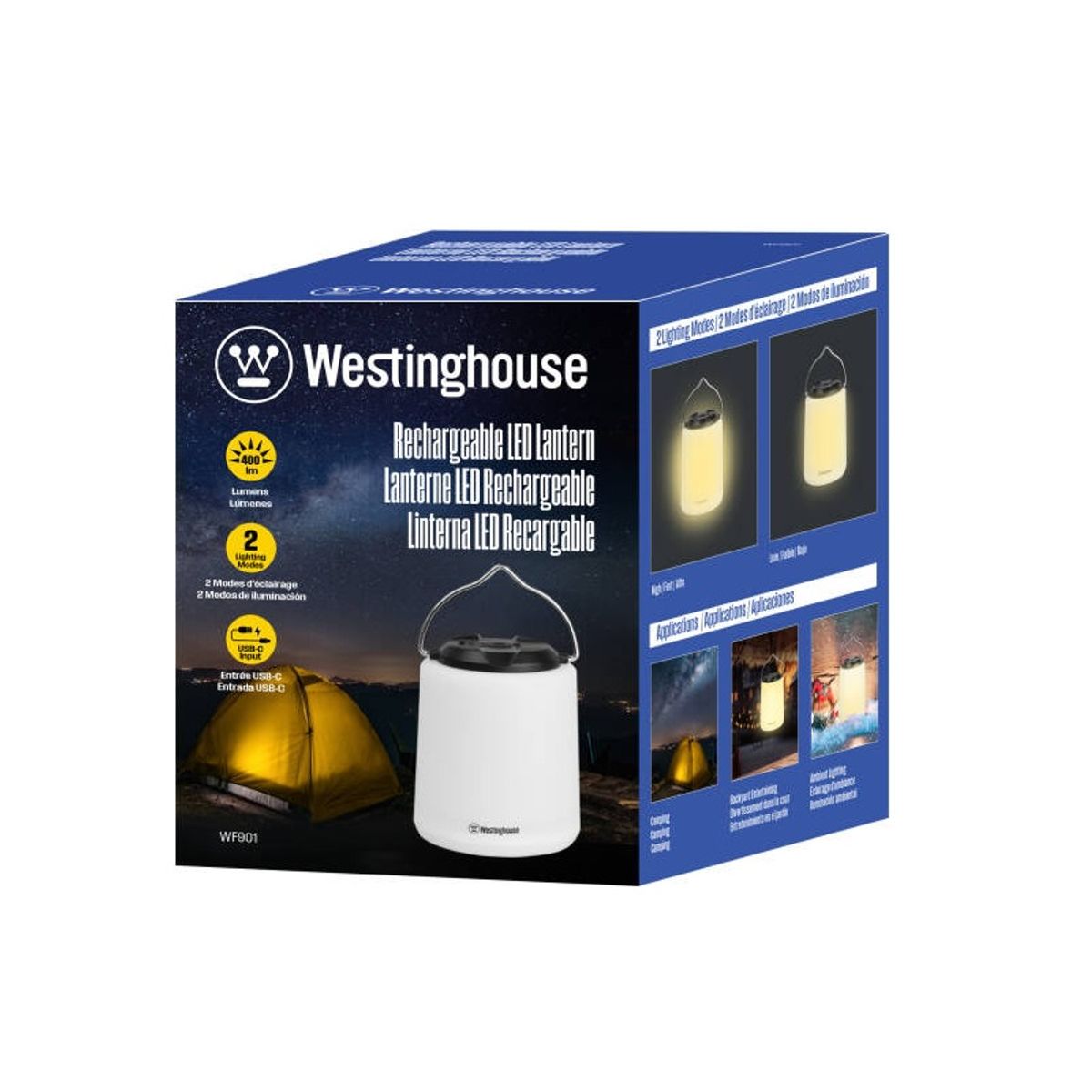 WESTINGHOUSE - Linterna Farol Led Recargable Usb C 2 Modos Camping 400 Lm