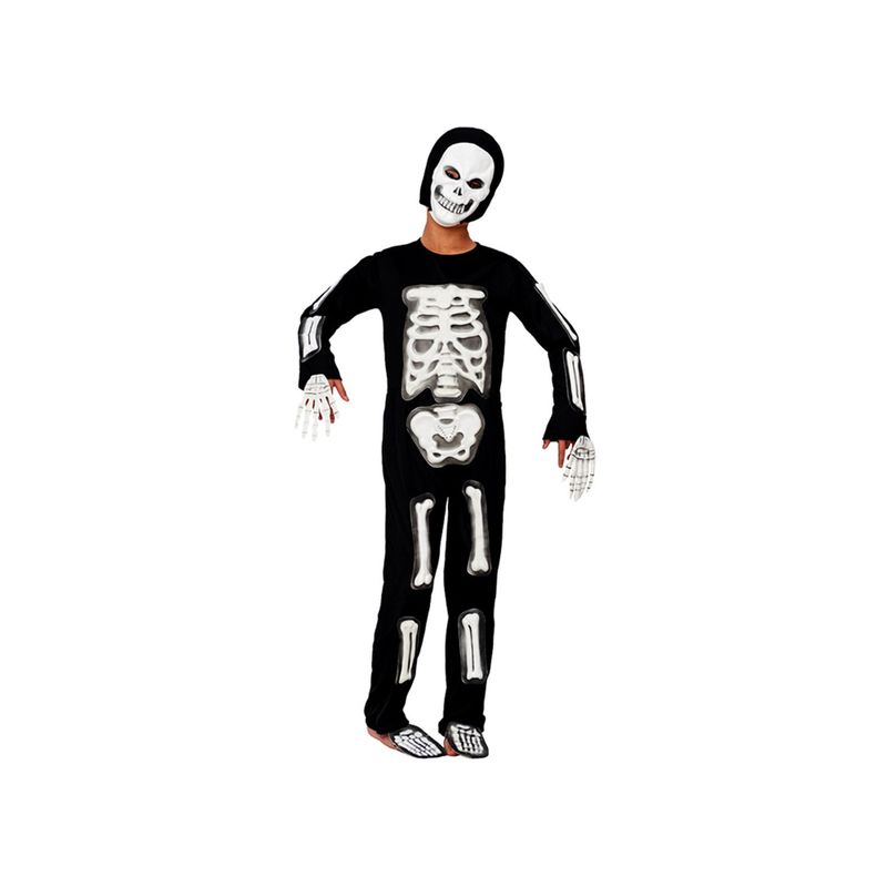 TODODISFRACESCHILE - Disfraz Esqueleto Deluxe Halloween Talla 3 a 4 años