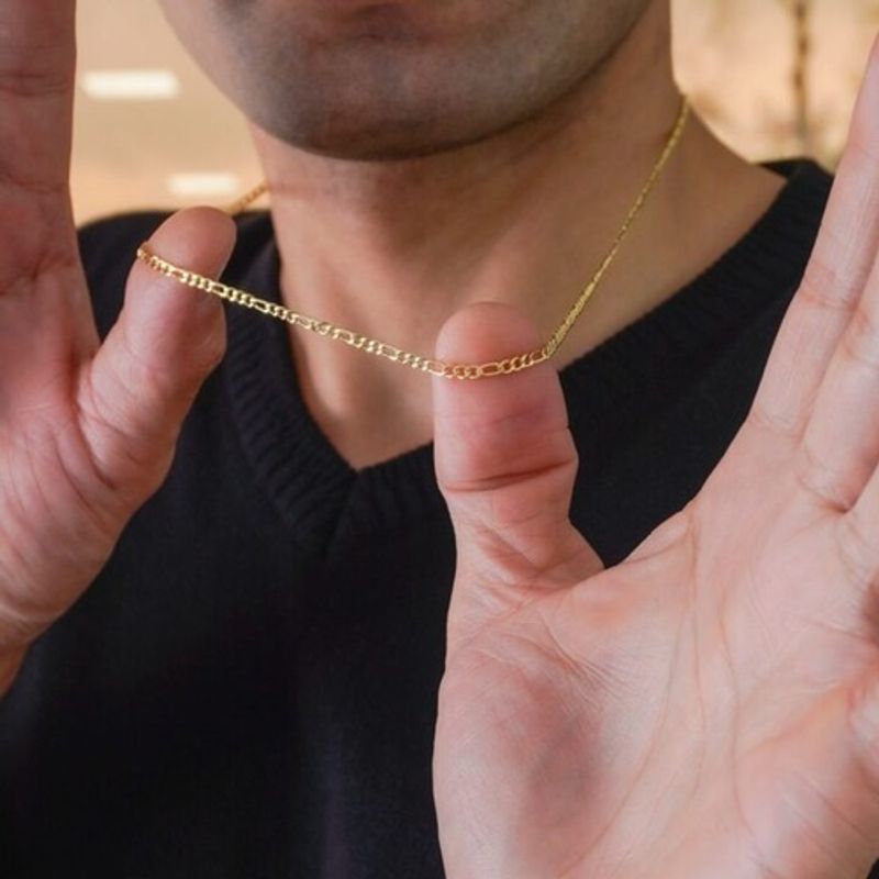 GENERICO - Cadena Tejido 3×1 Delgado Unisex Oro Laminado 18k