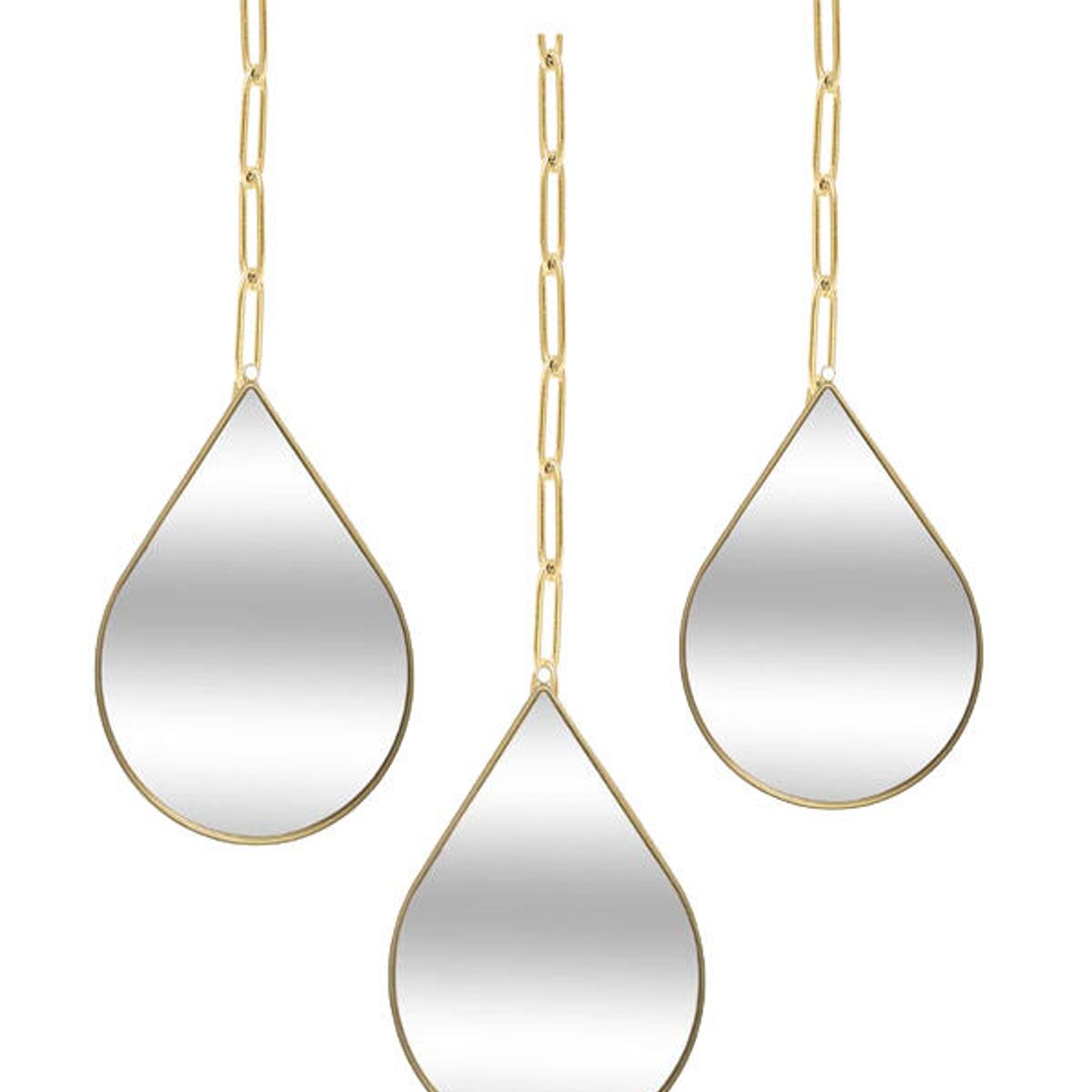 VGO - Set de 3 espejos dorados gotas Vgo