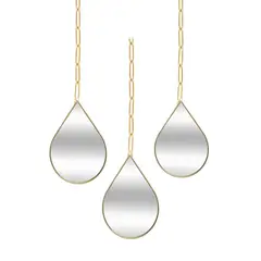 VGO - Set de 3 espejos dorados gotas