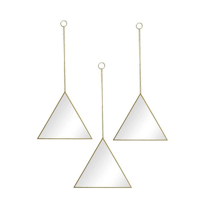 VGO - Set de 3 espejos dorados triangulo Vgo