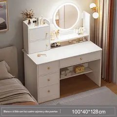 GENERICO - Tocador Multifuncional 100cm Ancho Con Espejo Led Y Cajones