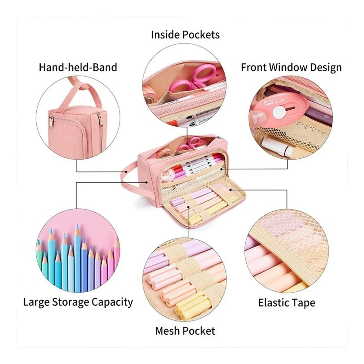 ATURE - Estuche Organizador Lápiz Gran Capacidad Tela Oxford Verde