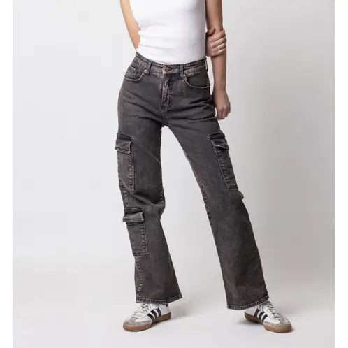 MOMCHIC - Jeans Bolsillo Cargo Matizado