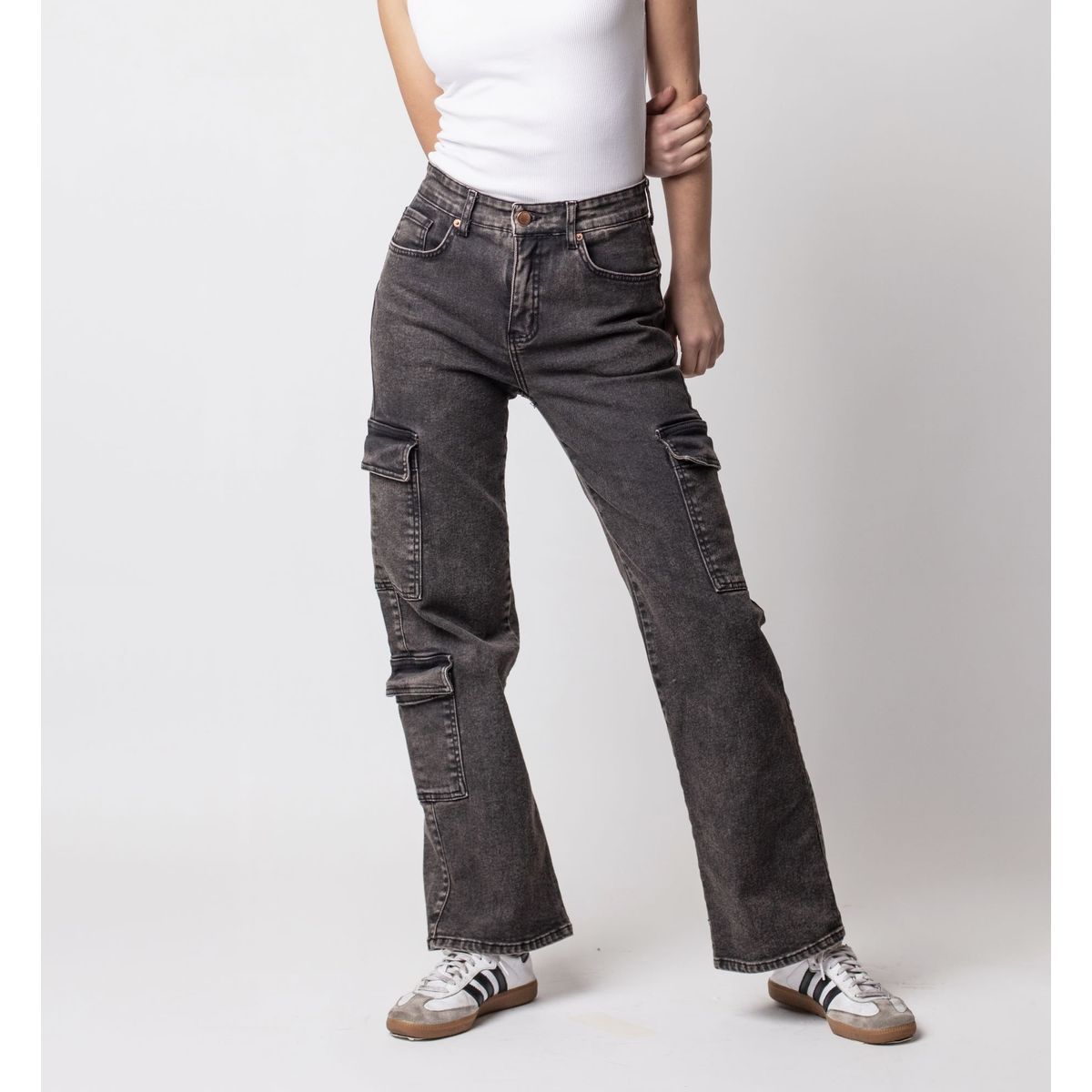 MOMCHIC - Jeans Bolsillo Cargo Matizado