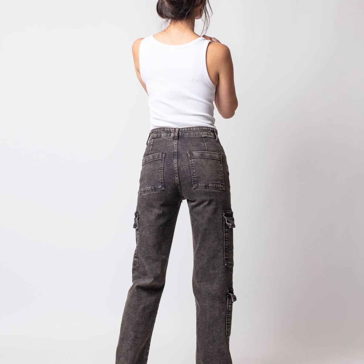 MOMCHIC - Jeans Bolsillo Cargo Matizado