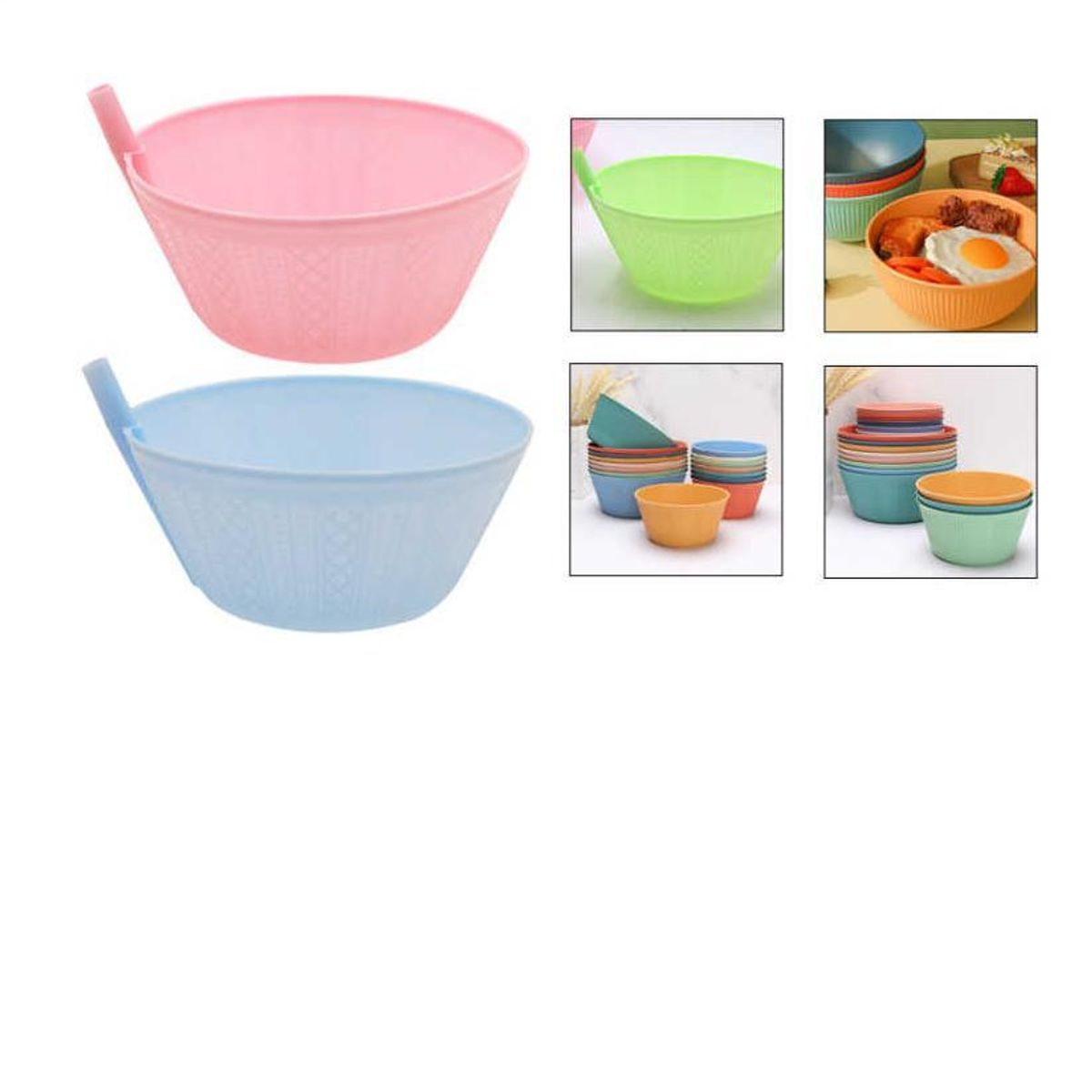 GENERICO - Pocillo Plastico Cuencos De Cereales Con Pajitas Para Niños