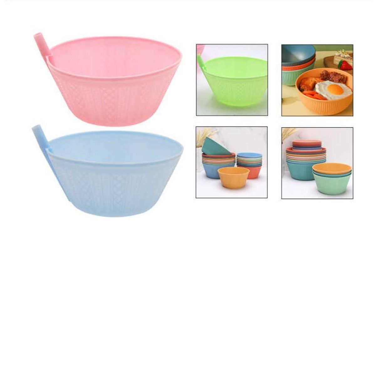 GENERICO - Pocillo Plastico Cuencos De Cereales Con Pajitas Para Niños